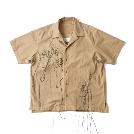 LILY HAND EMBROIDERY NEP OPEN COLLAR SHIRTS