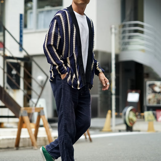 MULTI STRIPE SOFT MESH CARDIGAN