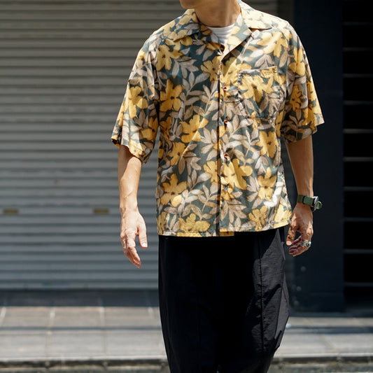 RAGLAN-SLEEVE ALOHA SHIRT - orange flower