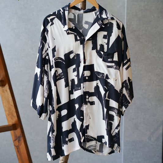 RAGLAN-SLEEVE ALOHA SHIRT - modern art paint