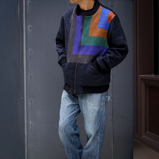 BRUNO SILK PATCHWORK BOMBER JACKET