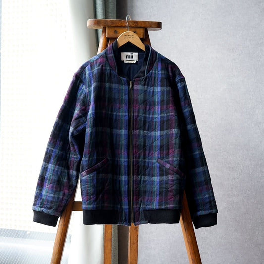 BRUNO HANDWOVEN WOOL CHECK BOMBER JACKET