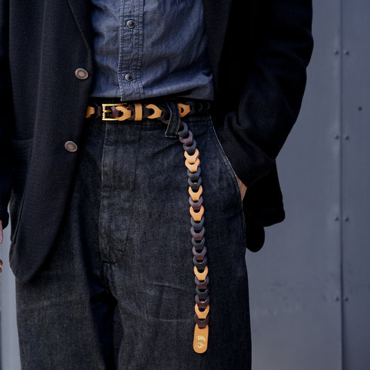 MESH LEATHER LONG BELT 【m's braque x il michio】