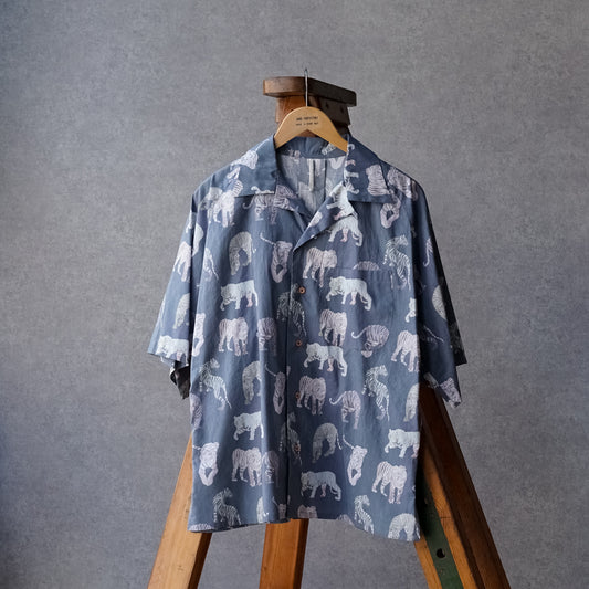 ALOHA SHIRT - BLUE GREY TIGER